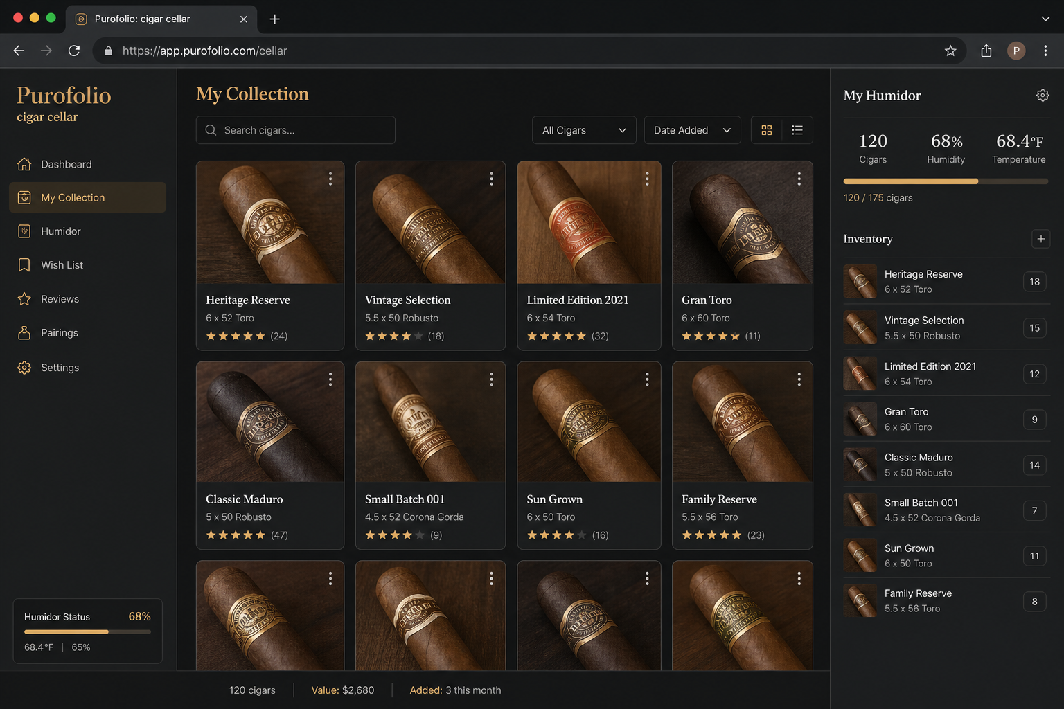 Purofolio cellar grid